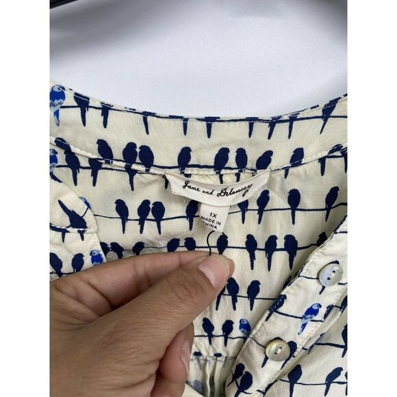 JANE and DELANCEY "Bird on a Wire" sz.1X Parrot BLOUSE Long Sleeve ANTRHO EUC - Picture 3 of 4